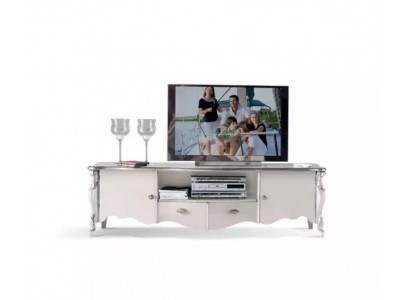 Support mural pour téléviseur - Meuble TV - Meuble bas - Blanc classique en bois - Moderne - Salon - Neuf