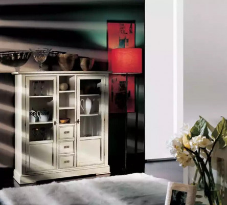 Salon Mobilier Bois Vitrine Verre Armoire Véritable Bois Buffet Vitrine