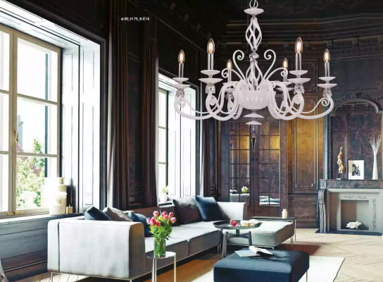 Lampe de plafond Lustre de plafond Chandelier Lustre En Verre Blanc Lampes Style Antique
