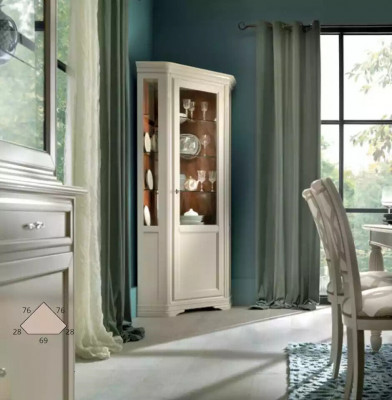Mobilier classique Mobilier italien Bois Blanc Vitrine Cabinet de présentation