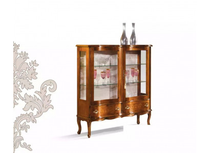 Vitrine en bois marron de luxe en verre Meuble de salon exclusif neuf