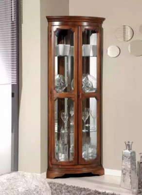 Meuble d'angle marron en bois classique Vitrine d'exposition Meuble italien