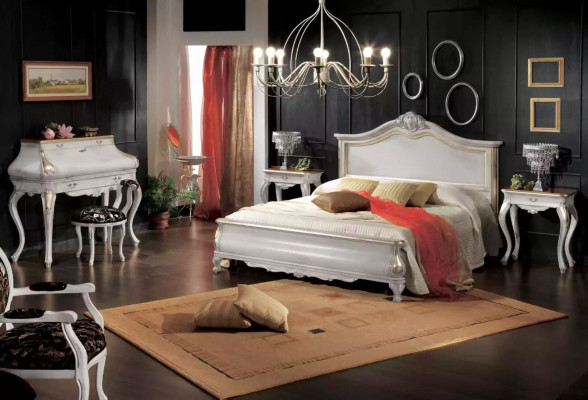 Table de chevet Mobilier de chambre luxueux blanc design exclusif
