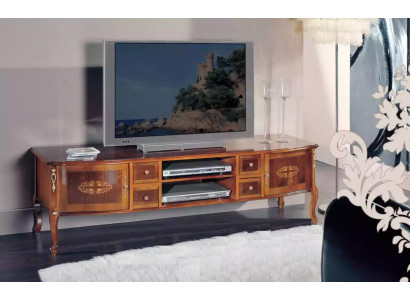 Étagère TV classique avec meuble TV en bois pour salon, brun, meuble bas.