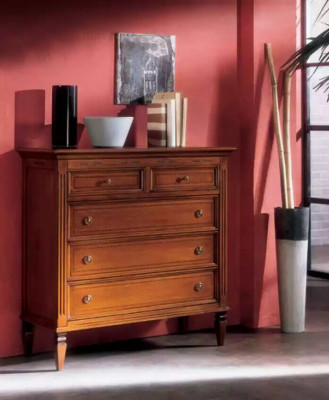 Commode de chambre de luxe avec 5 tiroirs Design de meuble en bois Nouveau
