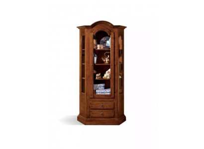 Vitrine de meubles en bois de luxe avec armoires en verre et étagères en bois pour le salon.