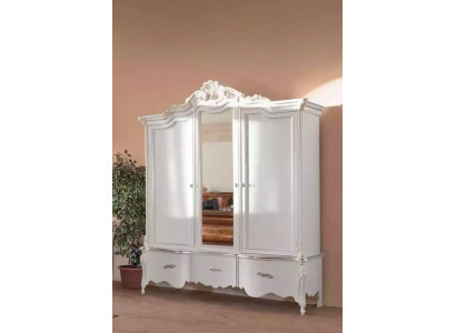Armoire blanche Mobilier en bois massif Chambre à coucher Designer Portes en verre