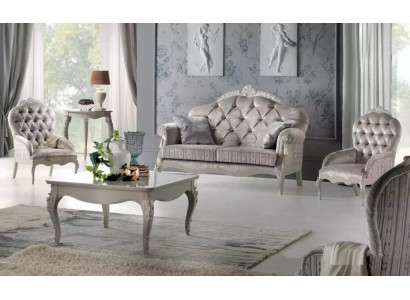 Ensemble de canapé 2 places en velours Fauteuil Table basse Canapé de luxe en tissu