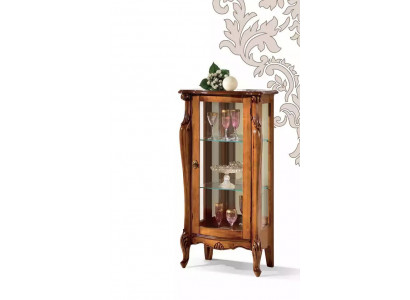 Vitrine classique en verre brun Meuble en bois de luxe Porte en verre Meuble de salon