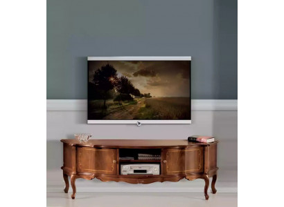 Étagère TV classique en brun de luxe, basse, pour salon.