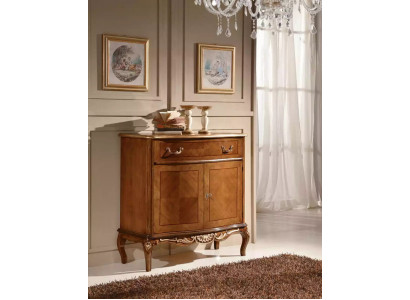 Commode classique marron pour le salon en bois, meuble de rangement, bahut.