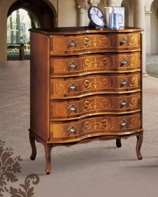 Classique Marron Commode à cinq tiroirs Portes de meuble en bois de designer nouveau