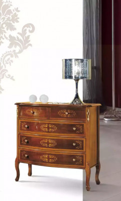 Designer Meublé de salon classique en bois avec 4 tiroirs Brun