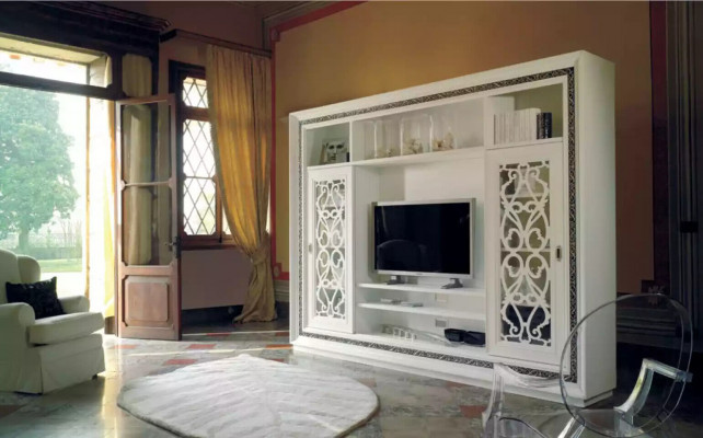 Unité murale Unité murale de luxe Armoire Mobilier moderne Salle de séjour Meuble TV Bois
