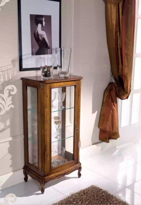 Vitrine en verre de luxe classique marron armoire en décor en bois de designer pour salon