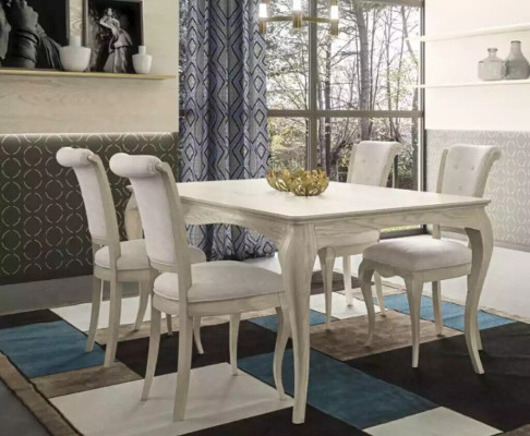 Ensemble de salle à manger table à manger blanche 4x chaises buffet design élégant neuf 6 pièces.