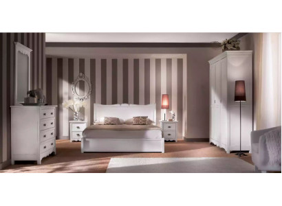 Chambre à coucher moderne Lit 2x Tables de chevet Commode Armoire Ensemble