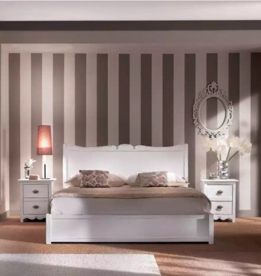 Chambre à coucher moderne Lit 2x Tables de chevet Commode Armoire Ensemble