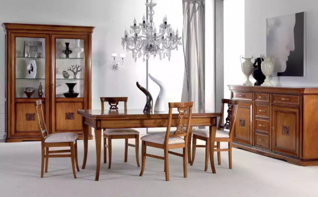 Ensemble de salle à manger Design Suite 7 pièces Meubles en bois 4x chaises Table Vitrine nouvelle