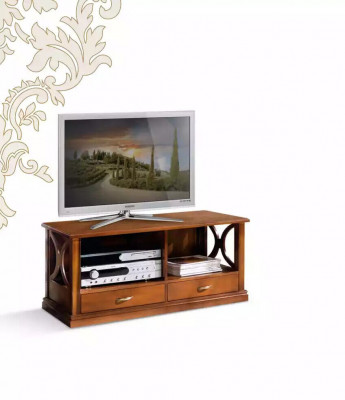 Meuble TV bas avec 2 tiroirs, meuble de luxe design pour le salon, armoire de rangement.