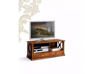 Meuble TV bas avec 2 tiroirs, meuble de luxe design pour le salon, armoire de rangement.