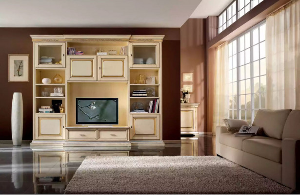 Mur classique Mur de vie Buffet de salon Meuble TV Étagère Murs Armoire nouvelle