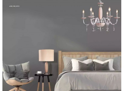 Élégante et moderne plafonnier suspendu beige avec 6 ampoules neuves.