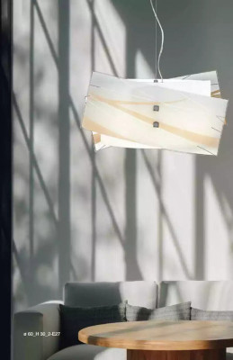 Élégant plafonnier moderne blanc avec 2 lampes.