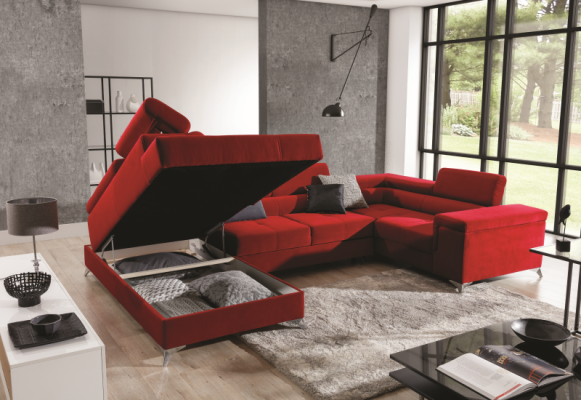 Canapé d'angle en forme de U Canapé Sofa Design Rembourrage Canapé-lit Fonction lit Paysage de vie