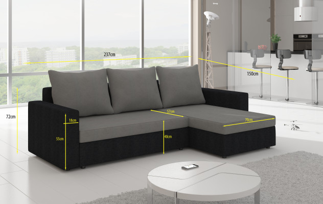 Design Canapé d'angle Canapé convertible Fonction lit Canapé Cuir Revêtement textile Canapés neufs 502
