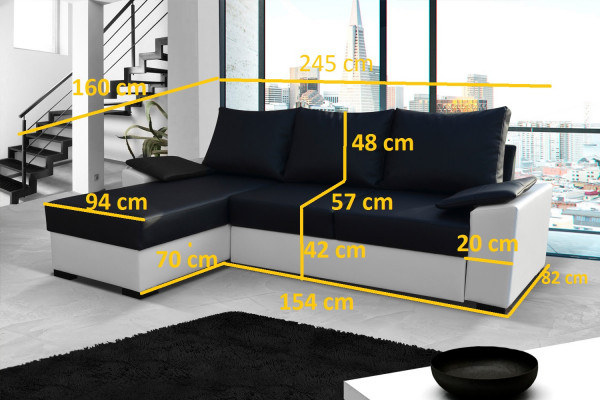 Canapé d'angle design Canapé-lit Fonction lit Canapé Cuir Revêtement textile Sofa