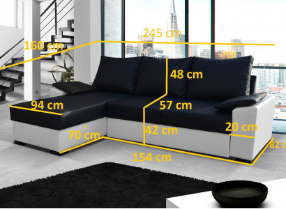 Canapé d'angle design Canapé-lit Fonction lit Canapé Cuir Revêtement textile Sofa