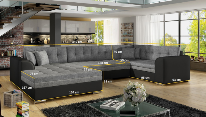 Canapé d'angle design avec fonction lit canapé Canapé rembourré Canapés Canapés Paysage de vie