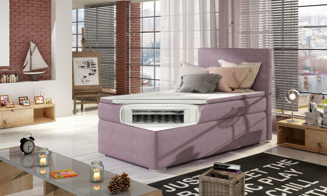 Boxspring-Lit Lits d'hôtel 90x200cm Cuir Cadre de lit complet Surmatelas