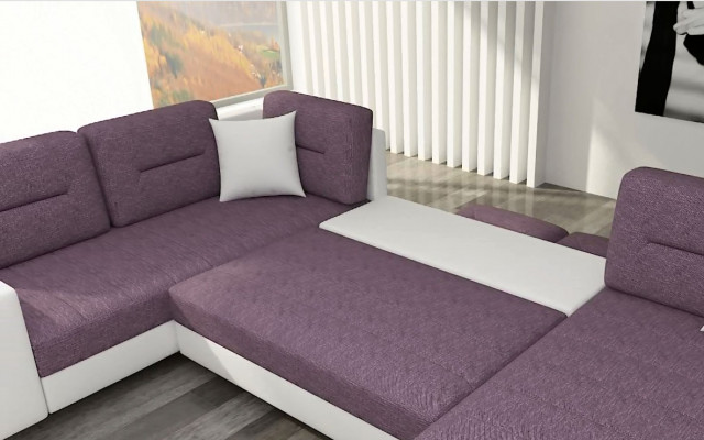 Paysage vivant en forme de U, Salon moderne, Canapé d'angle, Canapé d'angle.