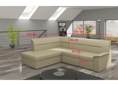 Canapé d'angle design Elano en forme de L avec fonction lit en cuir et tissu - Canapés