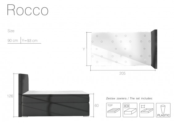 Boxspring-Lit Lits d'hôtel 90x200cm Cuir Cadre de lit complet Surmatelas