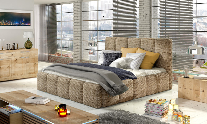 Moderne lit de design de luxe XXL style hôtel en cuir double 140 160