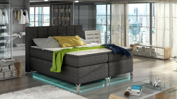 Lit boxspring 180x200cm Lits d'hôtel Cuir Sommier complet Surmatelas