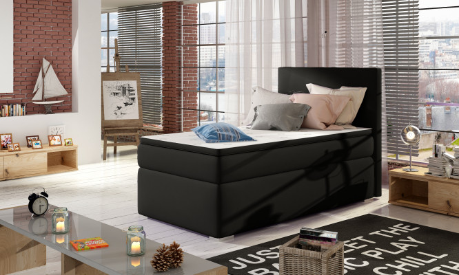 Boxspring-Lit Lits d'hôtel 90x200cm Cuir Cadre de lit complet Surmatelas