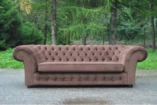 Canapé 3 places en tissu Design Canapé Tapisserie Canapés Textile Chesterfield Moderne Beige