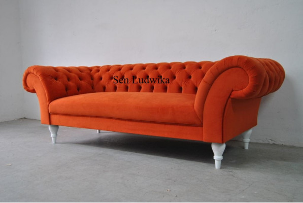 Tissu Design Canapé Tissu Canapés Textile Moderne Canapé Chesterfield 3 Places Orange
