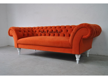 Tissu Design Canapé Tissu Canapés Textile Moderne Canapé Chesterfield 3 Places Orange