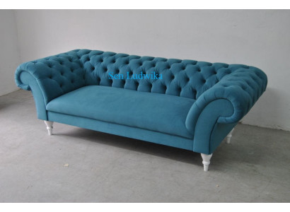 Textile 3 places Canapé en tissu bleu sofas de design canapé rembourré canapé moderne Chesterfield