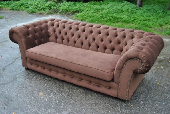 Canapé 3 places en tissu Design Canapé Tapisserie Canapés Textile Chesterfield Moderne Beige