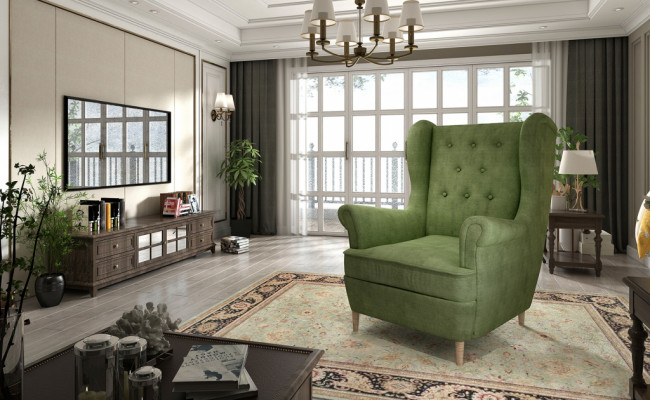Salon Oreilles Fauteuil Club Mobilier Designer Canapé TV Chaise Velours Rembourrage Siège nouveau