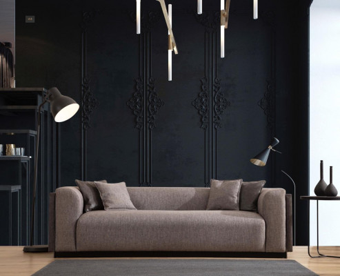Salon Canapé 4 places Design Revêtement Canapé Moderne de Luxe neuf Marron