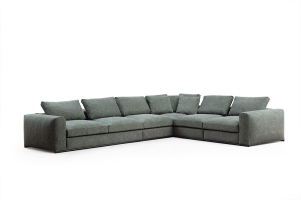 Sofa de salon 4 places Canapé moderne en tissu vert en bois