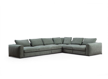 Sofa de salon 4 places Canapé moderne en tissu vert en bois