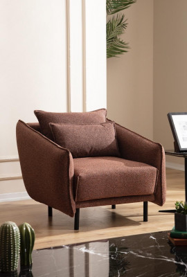 Fauteuil 3+3+1 Place Canapé de Luxe Ensemble de Canapés Marron Canapé Tissu Design